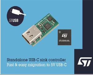 ST, 5V 싱크 전용으로 인증 획득한 새로운 USB-C 컨트롤러 발표